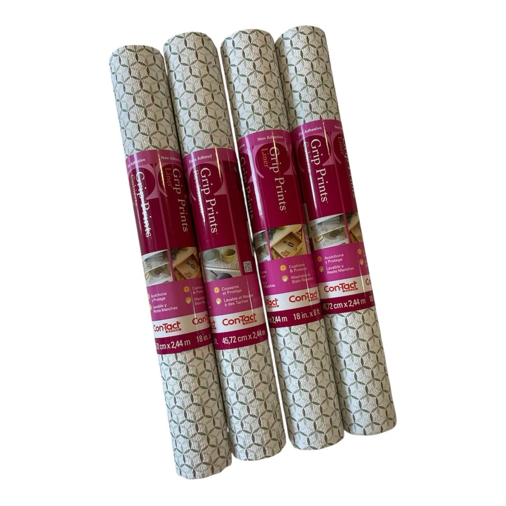 Con-Tact Grip Prints Non Adhesive Shelf Liner Twirl Mint Geometric Lot of 4 NEW